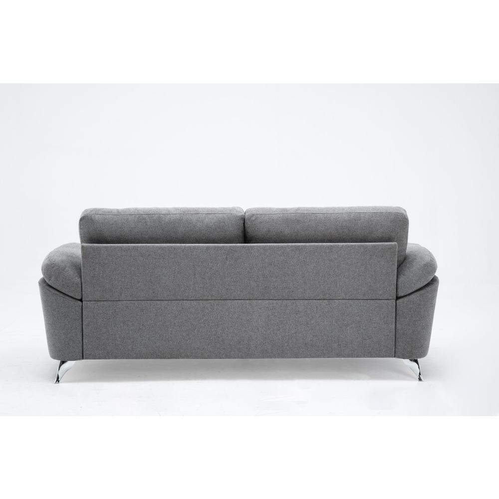 Villanelle Light Gray Linen Sofa with Chrome Finish Legs