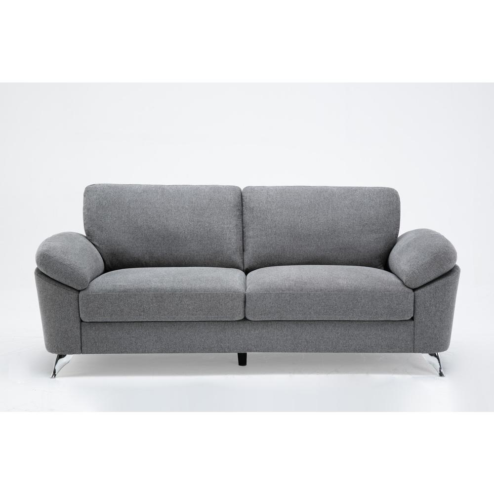 Villanelle Light Gray Linen Sofa with Chrome Finish Legs