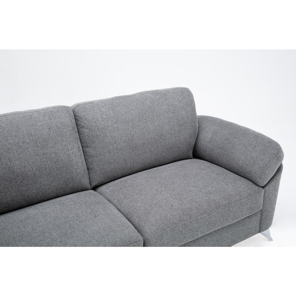 Villanelle Light Gray Linen Sofa with Chrome Finish Legs