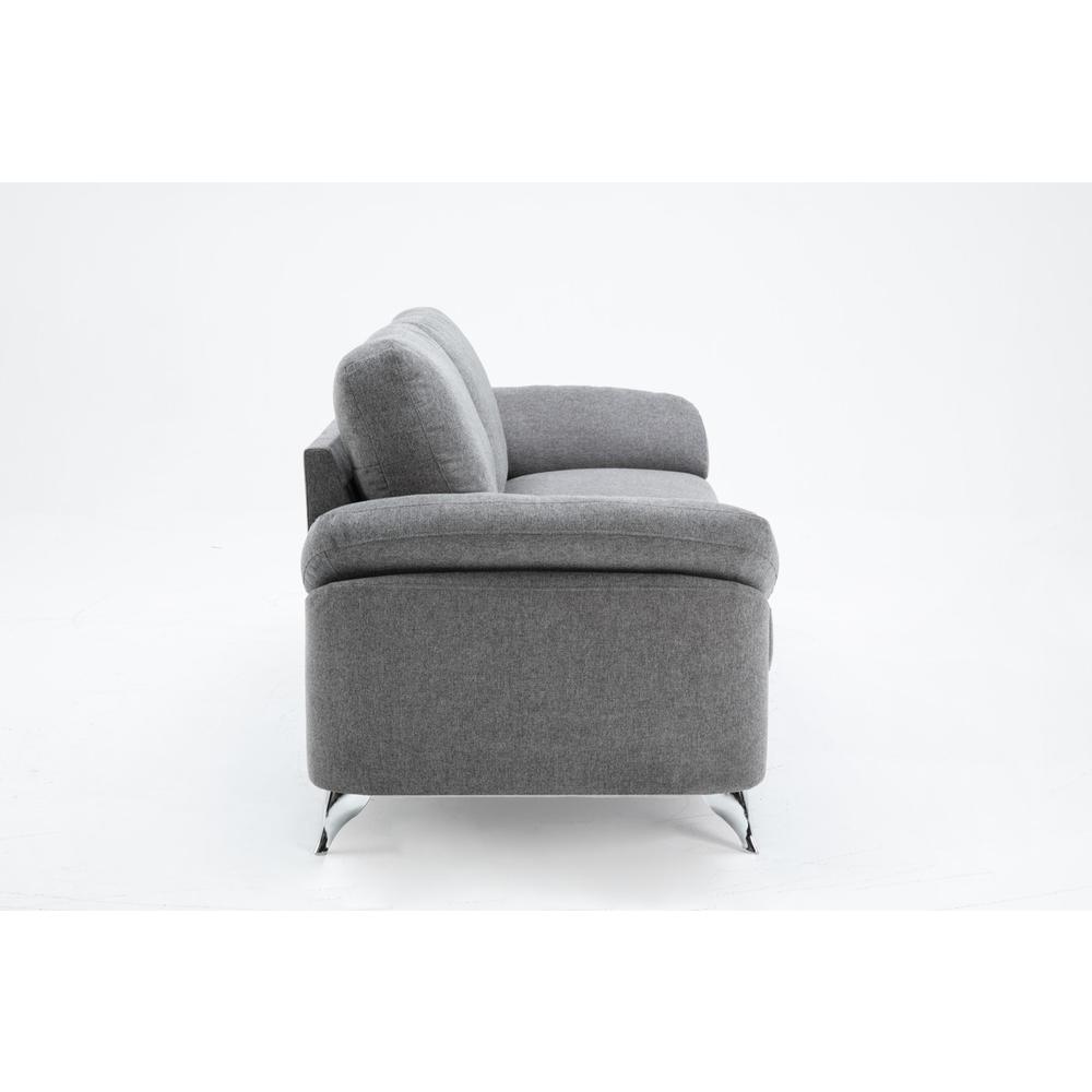 Villanelle Light Gray Linen Sofa with Chrome Finish Legs