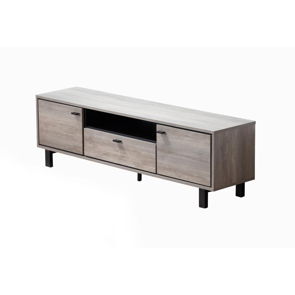Apollo Gray Oak Finish TV Stand with Storage