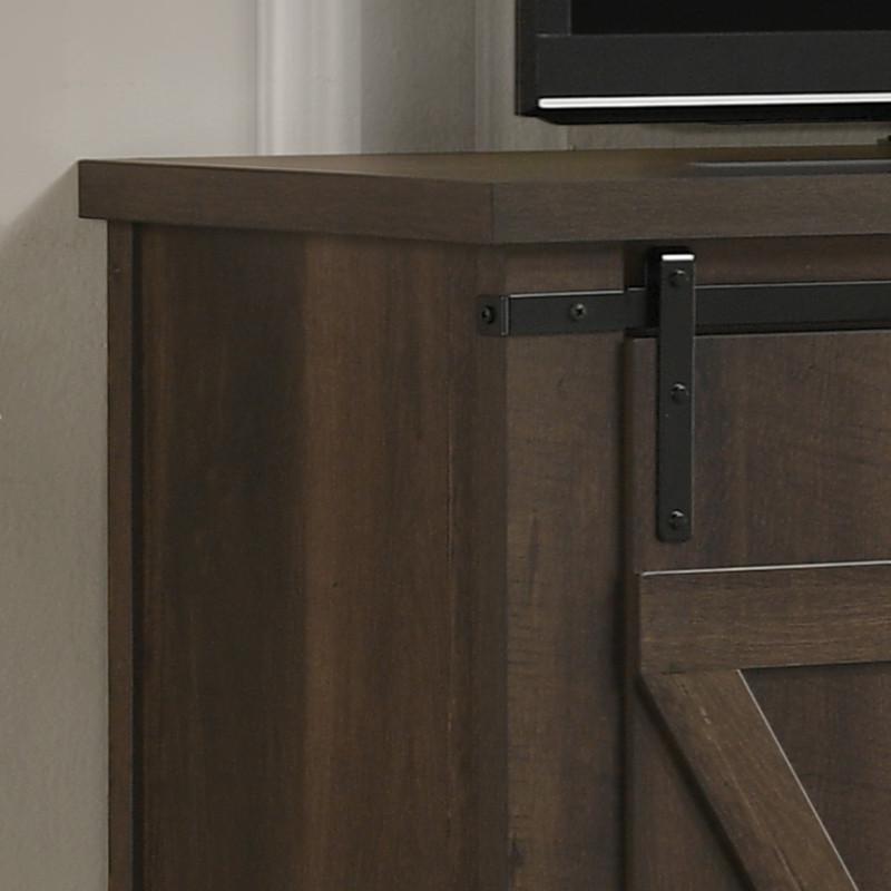 Asher Dark Dusty Brown 54″ Wide TV Stand with Sliding Doors and Cable Management