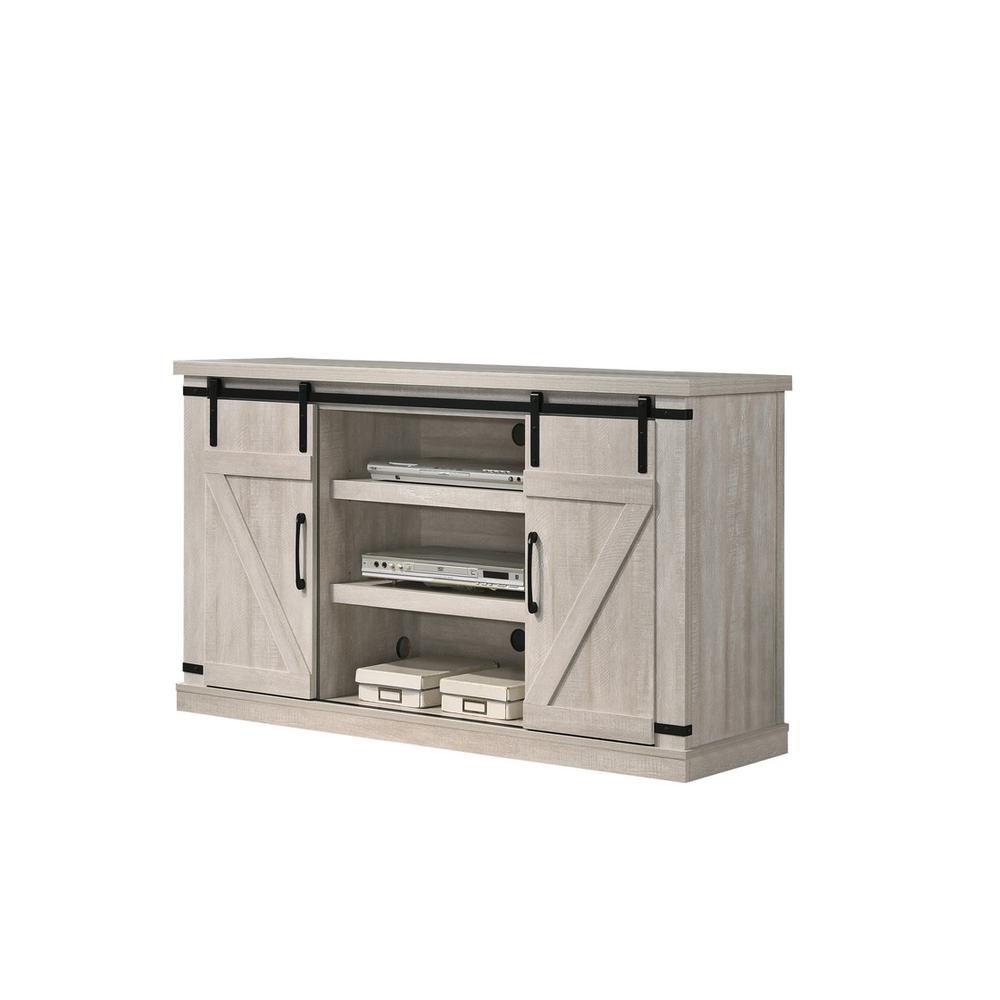 Asher Dusty Gray 54″ Wide TV Stand with Sliding Doors and Cable Management