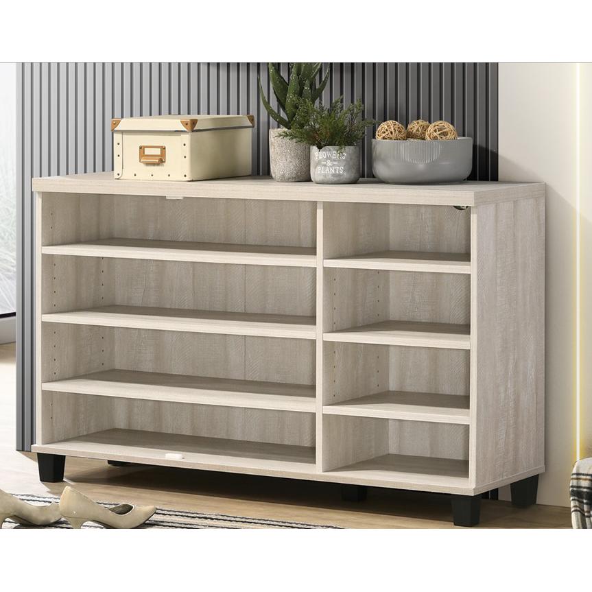 Corby Dusty Gray Oak Finish 3-Door Shoe Cabinet