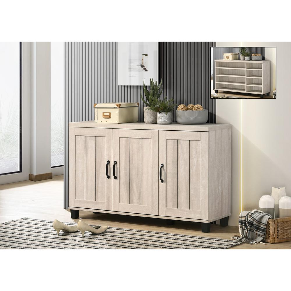 Corby Dusty Gray Oak Finish 3-Door Shoe Cabinet