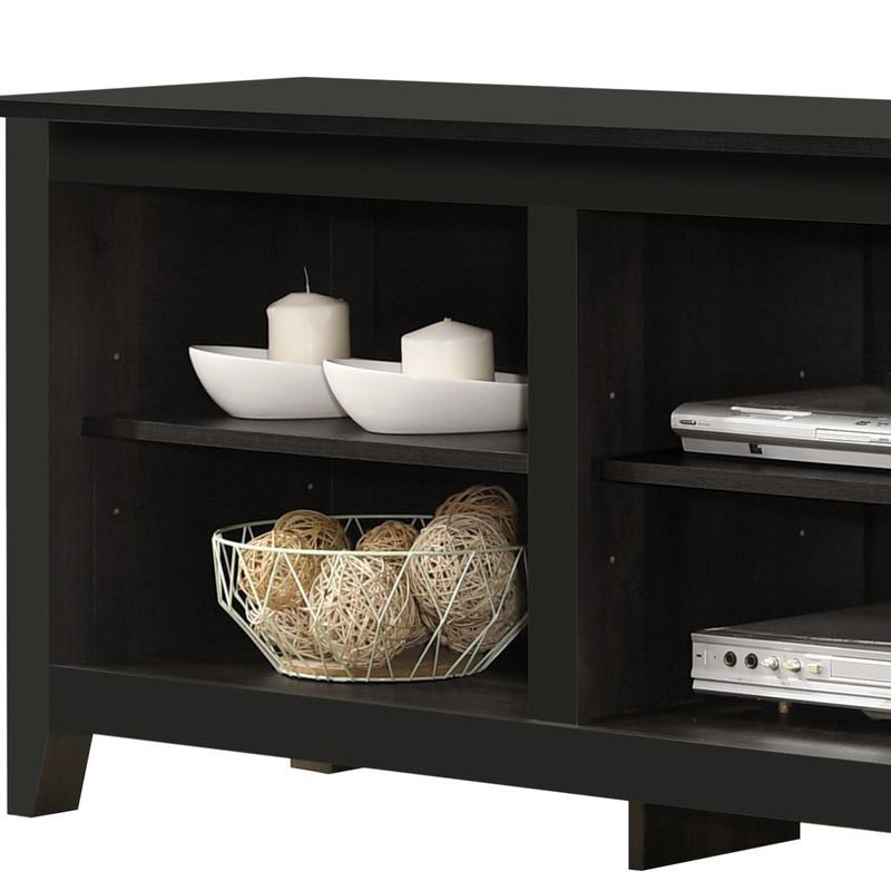 70″W TV Stand with Open Shelves and Cable Management