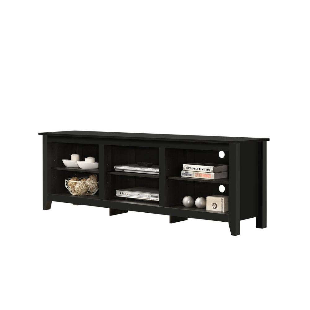 70″W TV Stand with Open Shelves and Cable Management