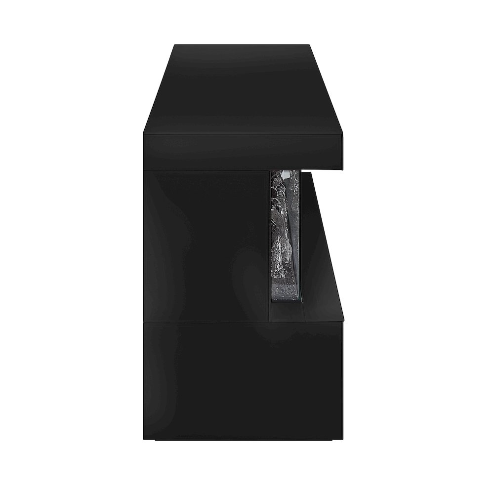 Dorian 71″W Black Finish TV Stand with Fireplace and Speaker