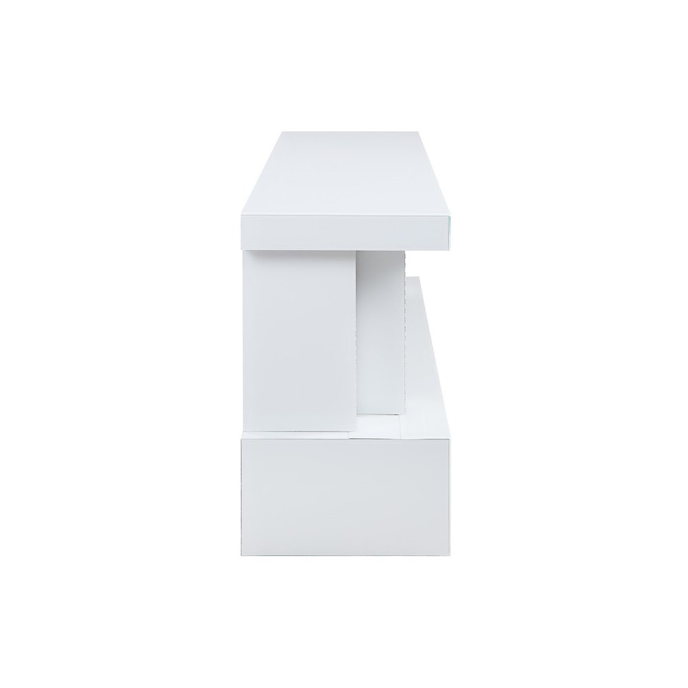 Spencer 71″W White Finish TV Stand with Fireplace and Speaker