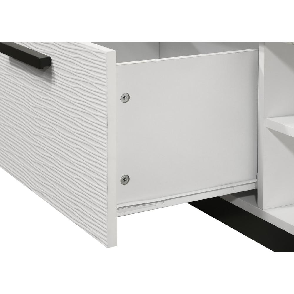 Matilda 47″W White Coffee Table with White Faux Marble Top