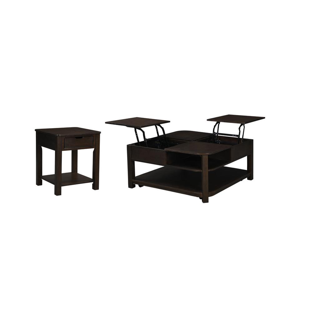 Flora 2 Piece Dark Brown MDF Lift Top Coffee and End Table Set