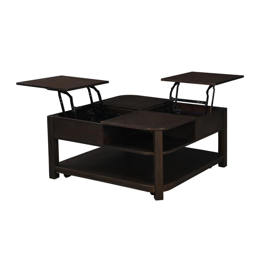 Flora Dark Brown MDF Lift Top Coffee Table with Shelves