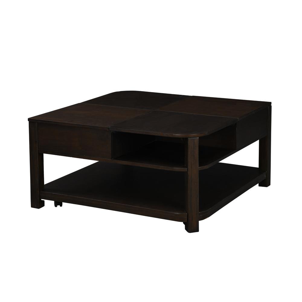 Flora Dark Brown MDF Lift Top Coffee Table with Shelves