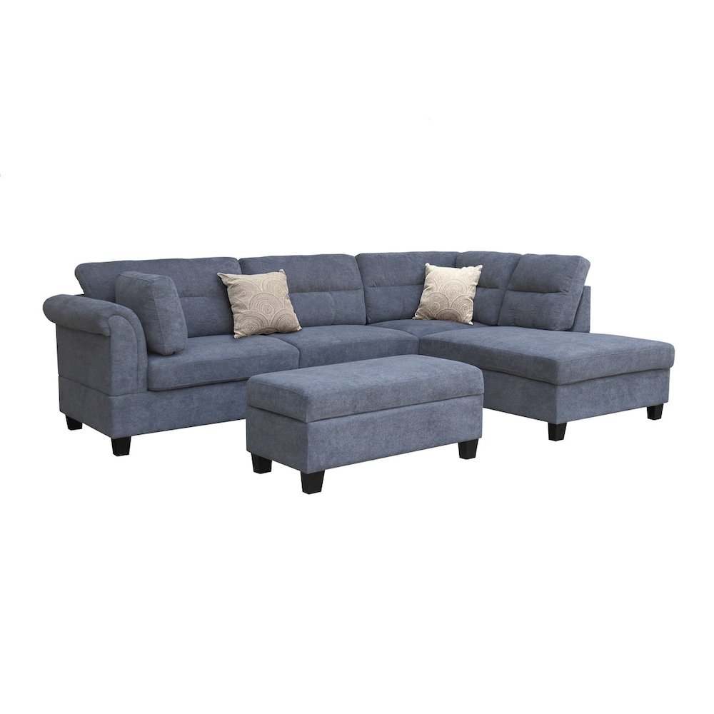 Gray Fabric Sectional Sofa with Right Facing Chaise