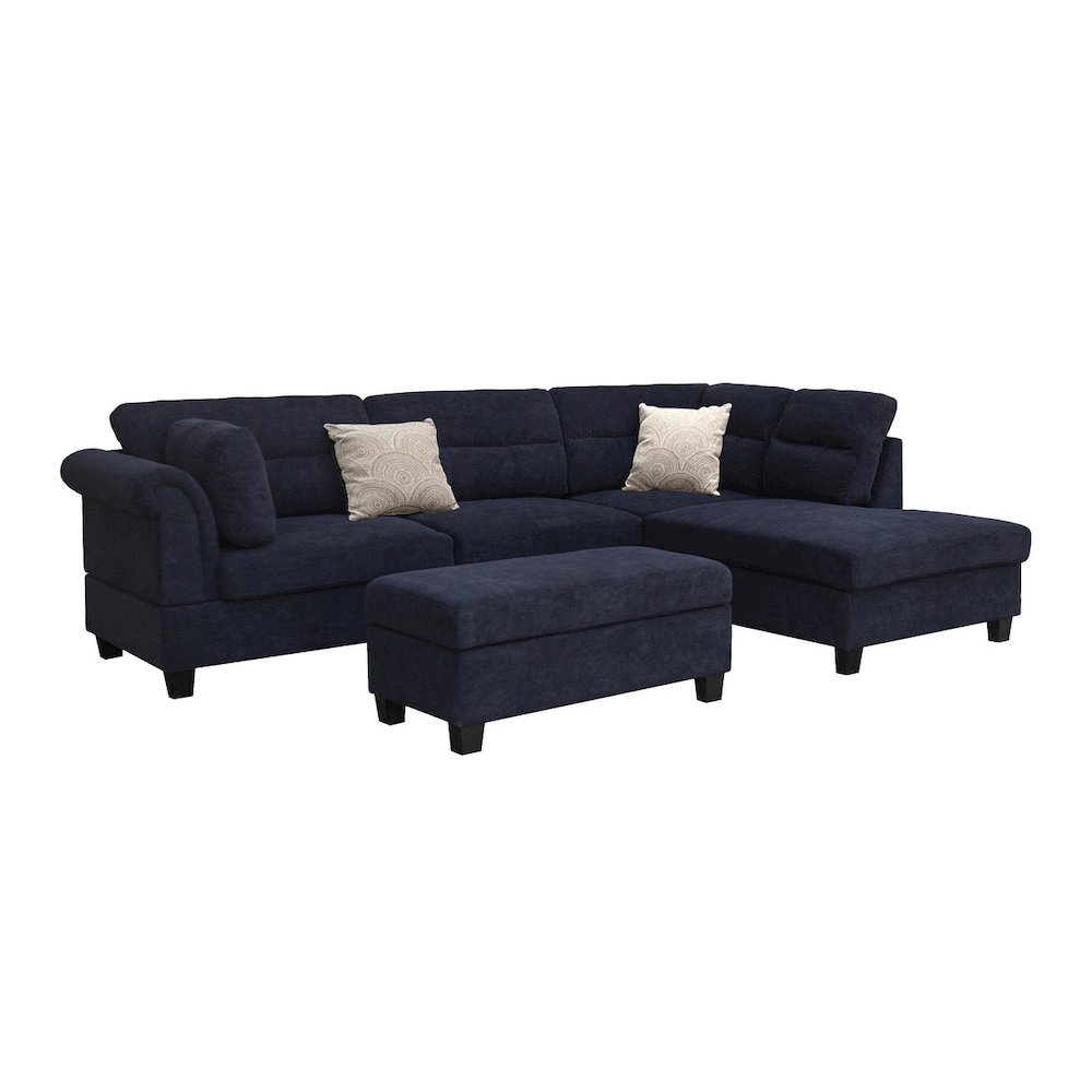 Black Fabric Sectional Sofa with Right Facing Chaise