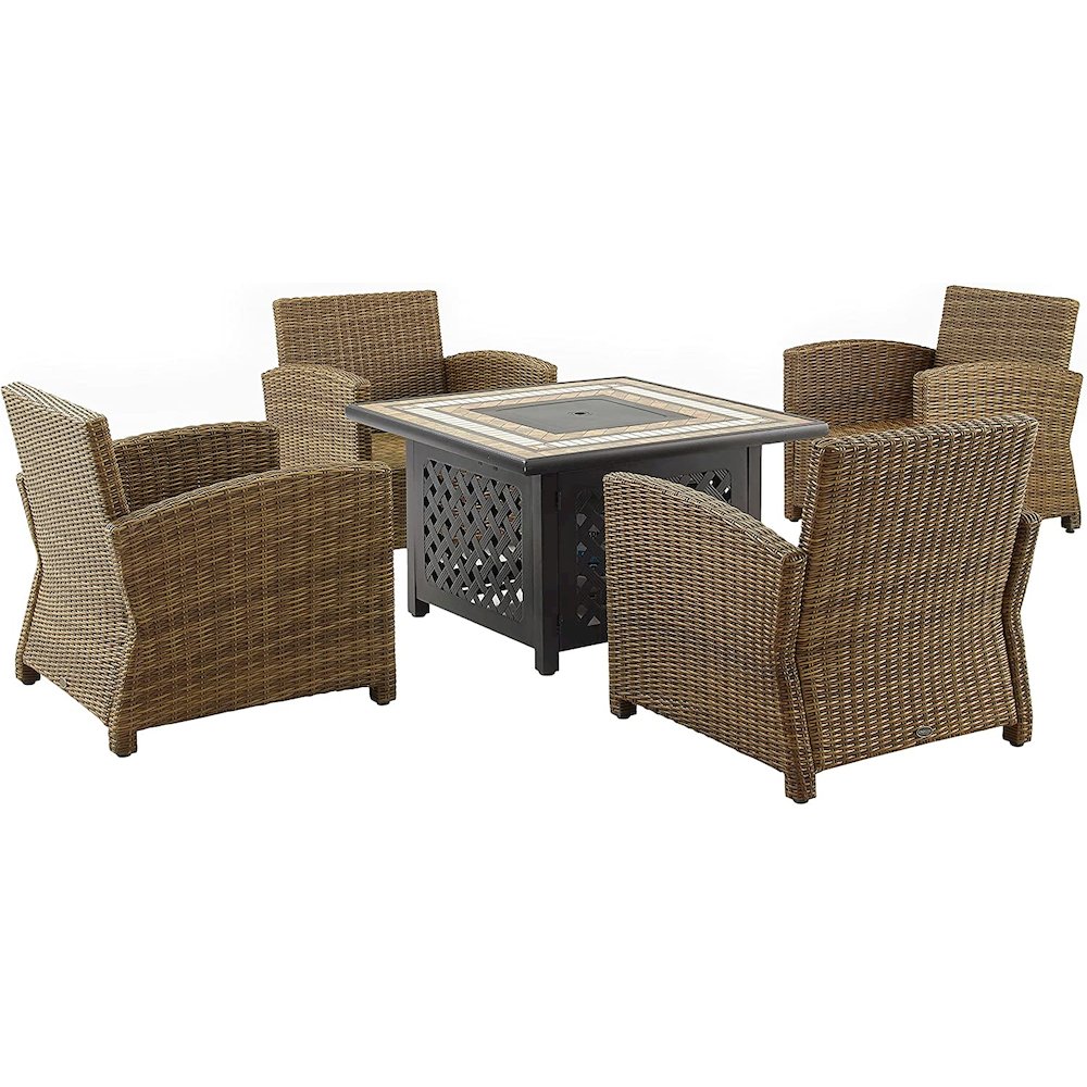 Bradenton 5Pc Wicker Outdoor Chair Set W/ Fire Table