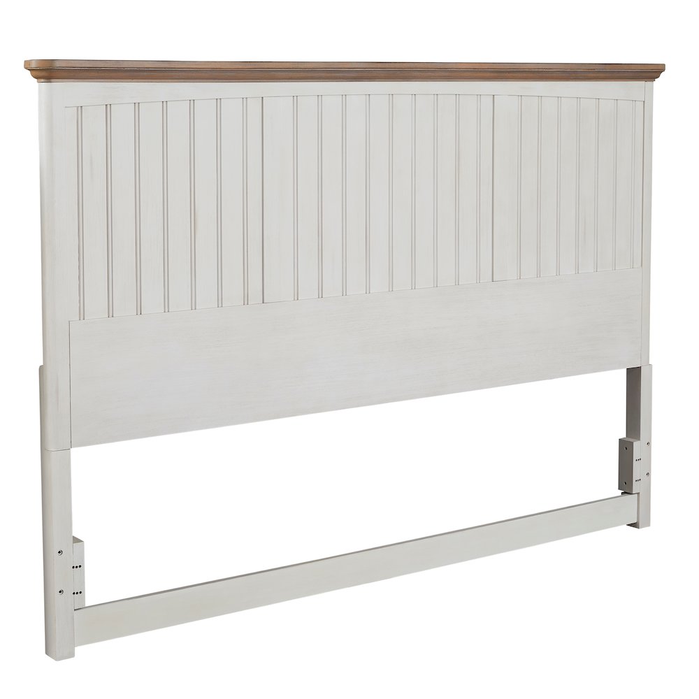 Beach Comber Queen Headboard – Weathered White – Sand Top
