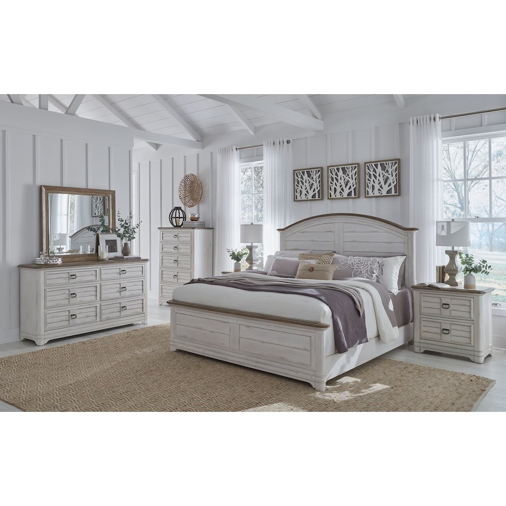 Meadowbrook Arched Queen Bed – Whitewash – Sand Top