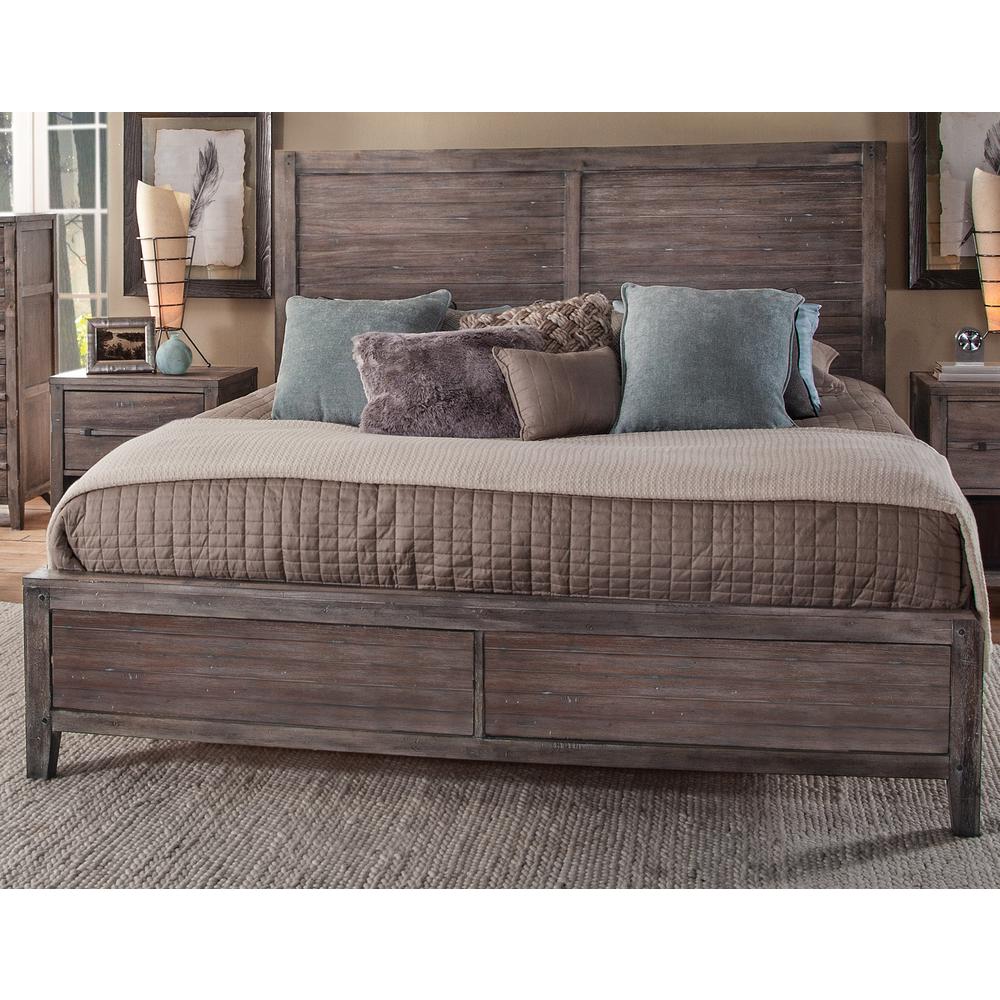 Aurora King Panel Bed – With Panel Footboard – Weathered Grey