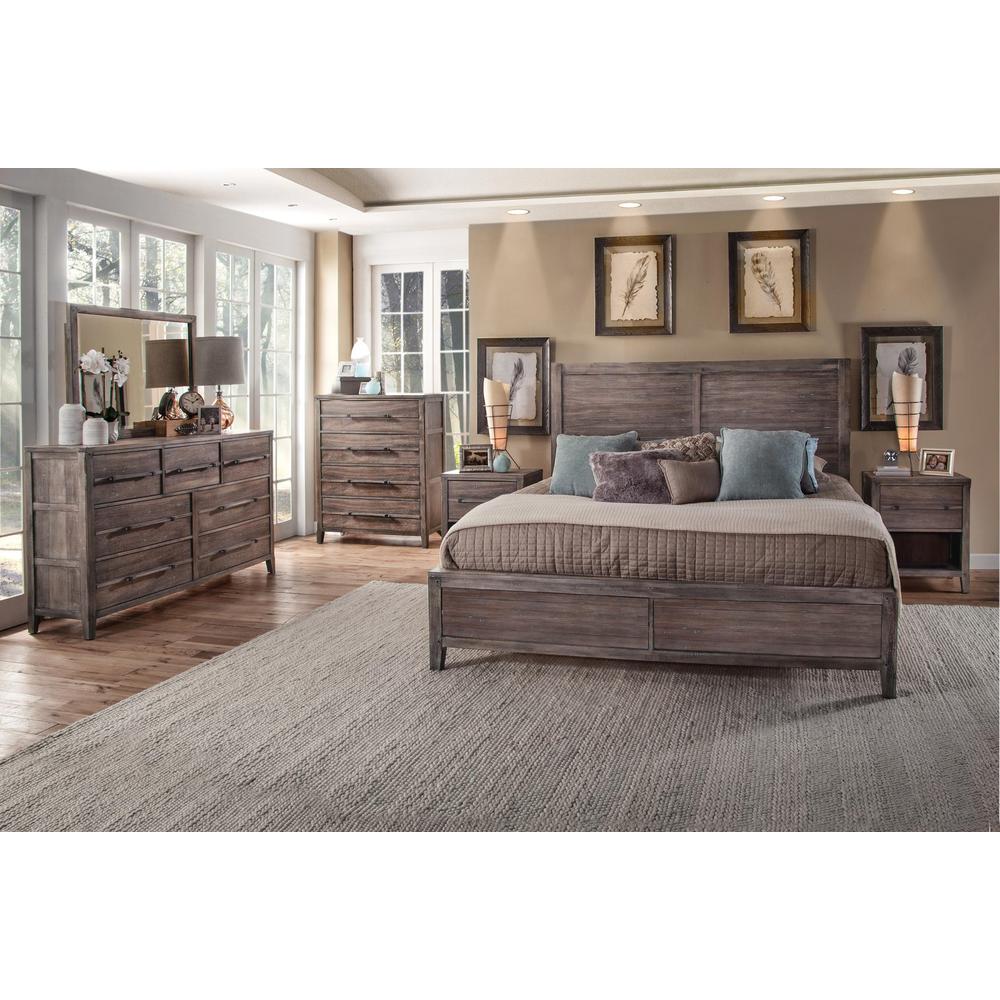 Aurora King Panel Bed – With Panel Footboard – Weathered Grey