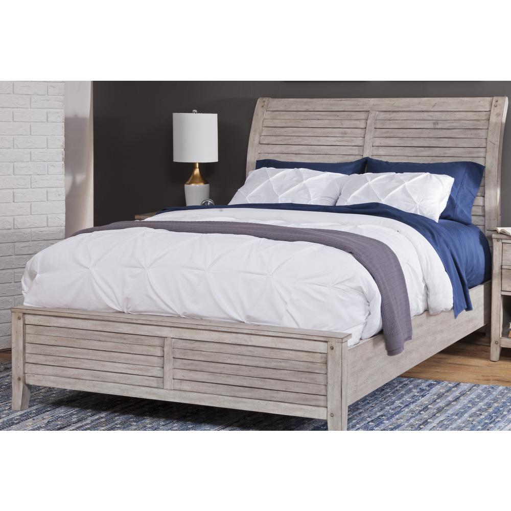 Aurora Queen Sleigh Bed – With Panel Footboard – Whitewash