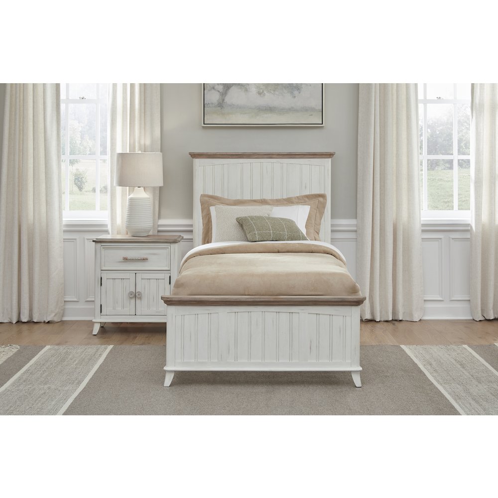 Beach Comber Nightstand – Weathered White – Sand Top