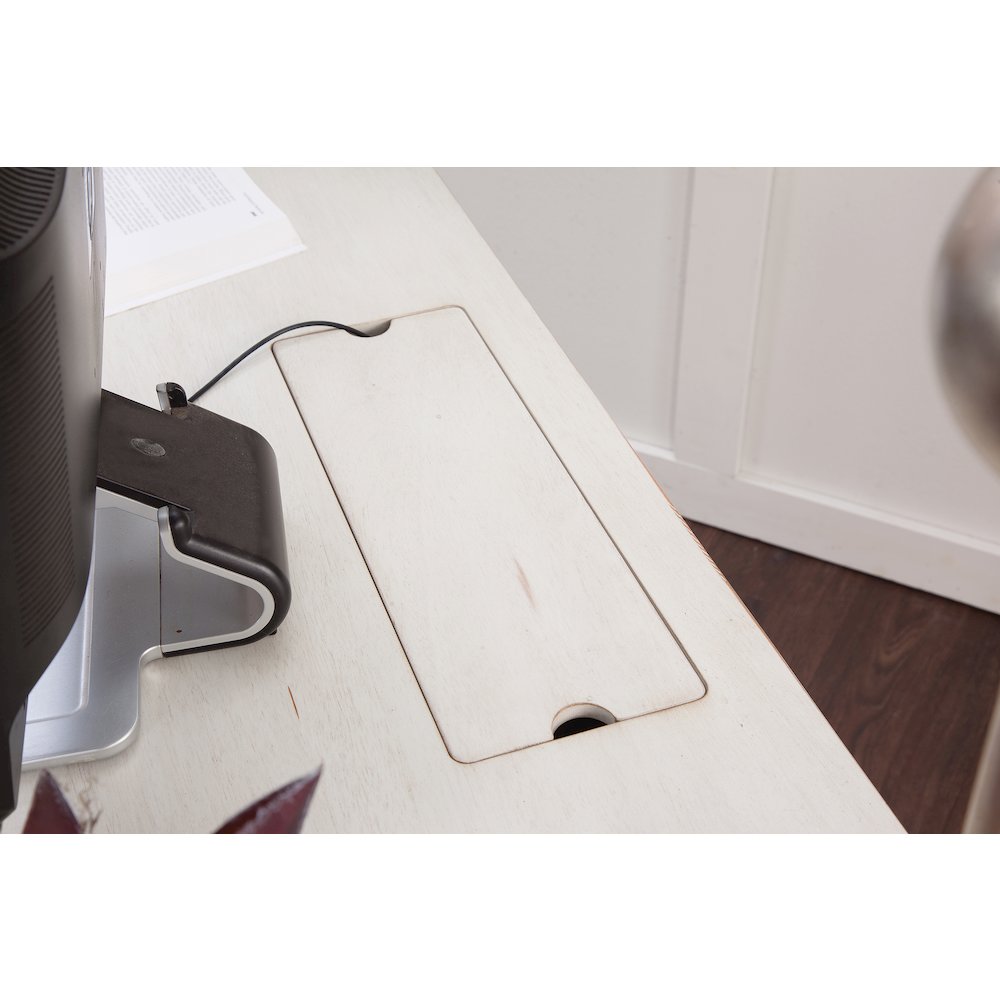 Sedona 60″ Storage Desk with Power – Cobblestone White