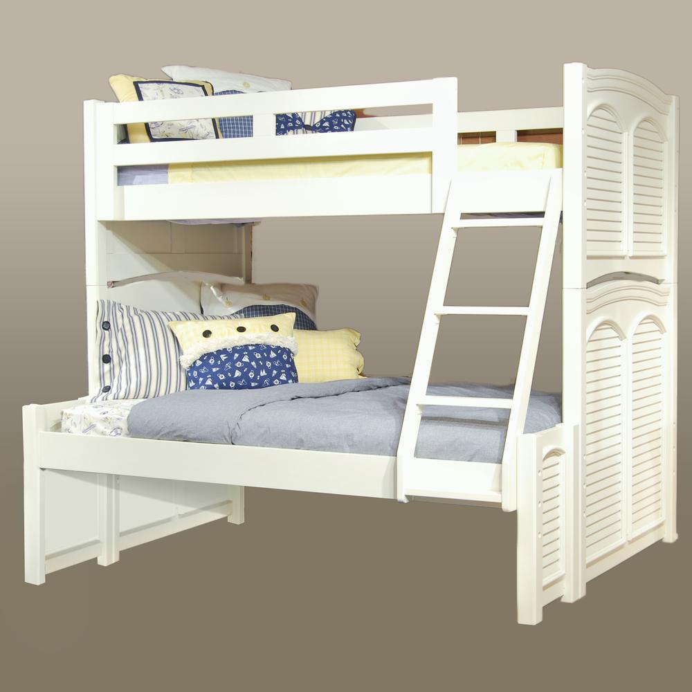 Twin Over Full 3/3 over 4/6 Bunkbed – without trundle – White Cottage