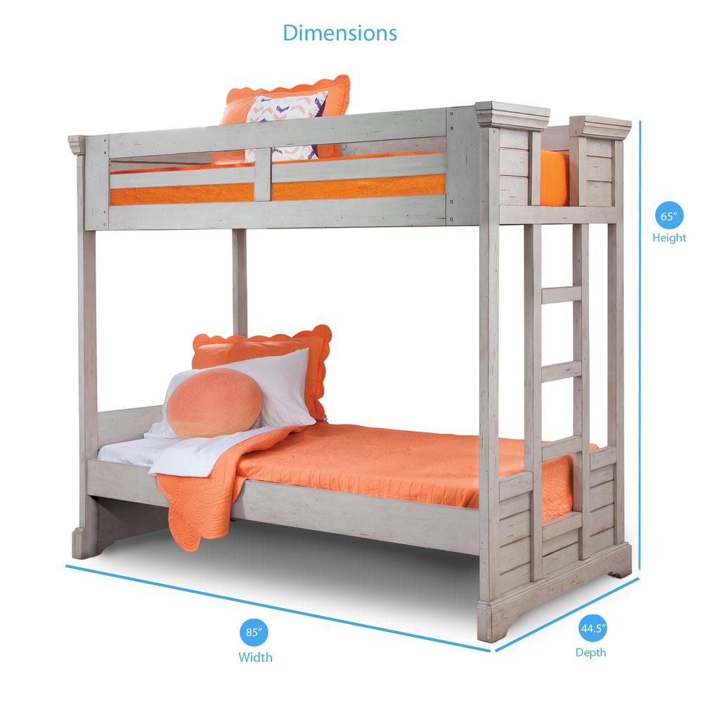 Stonebrook Twin Over Twin 3/3 over 3/3 Bunkbed – Light Distressed Antique Gray