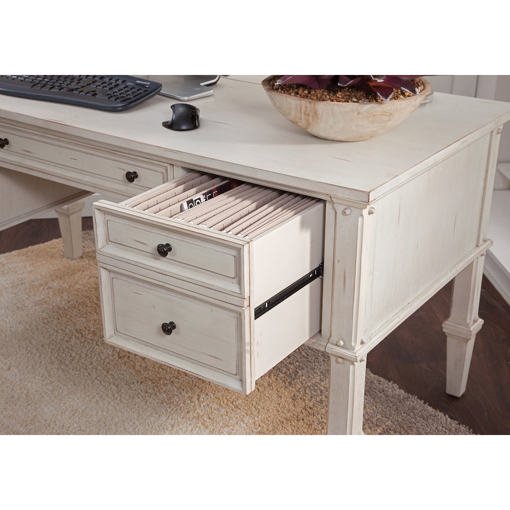 Sedona 60″ Storage Desk with Power – Cobblestone White