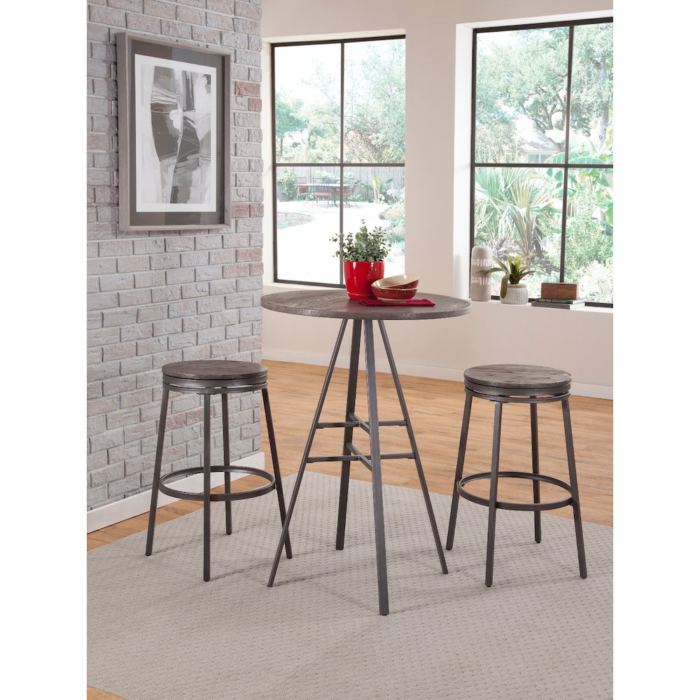 Stockton Round Pub Table – Slate Grey – Grey Oak Top