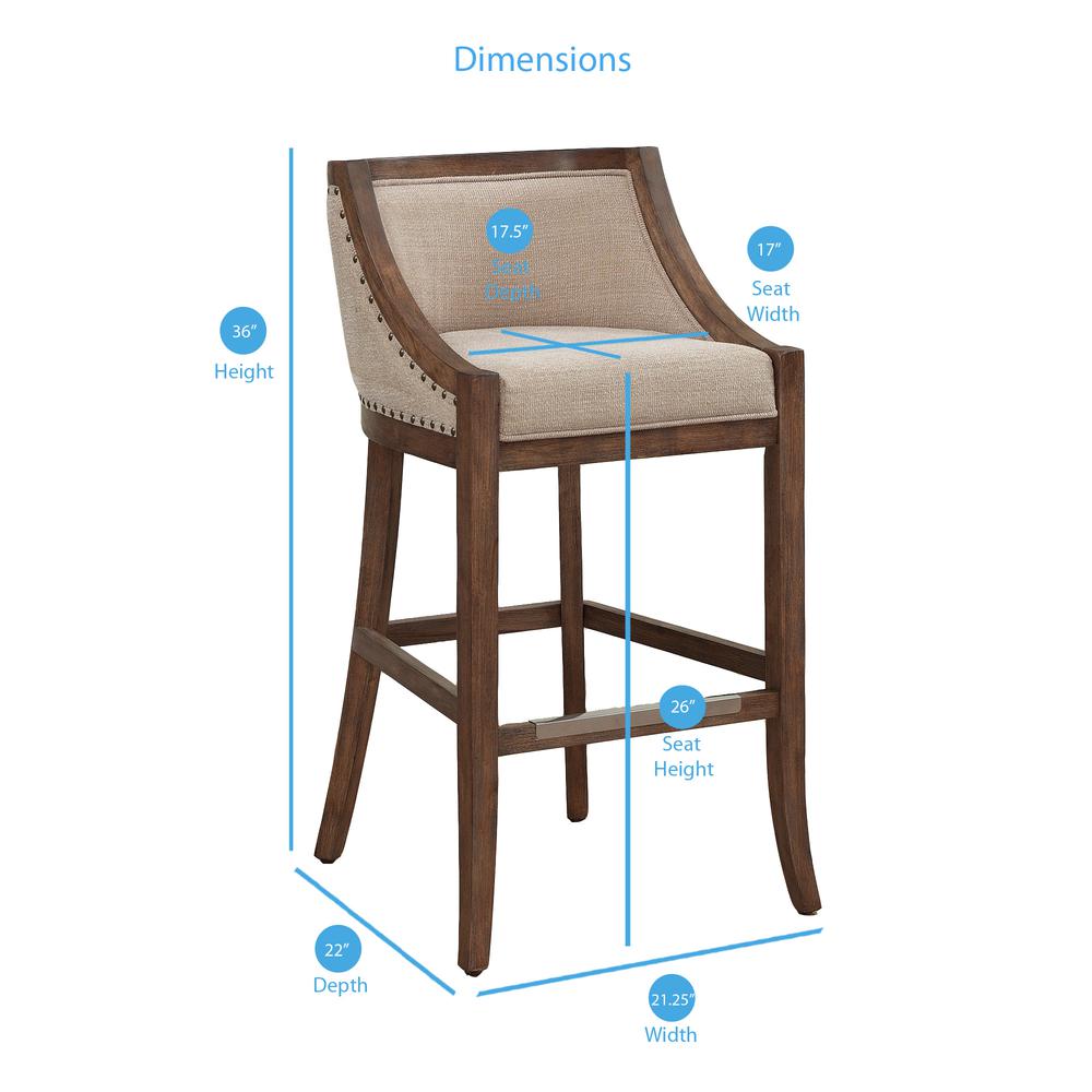 Michelle 26″ Bar Stool – Warm Brown