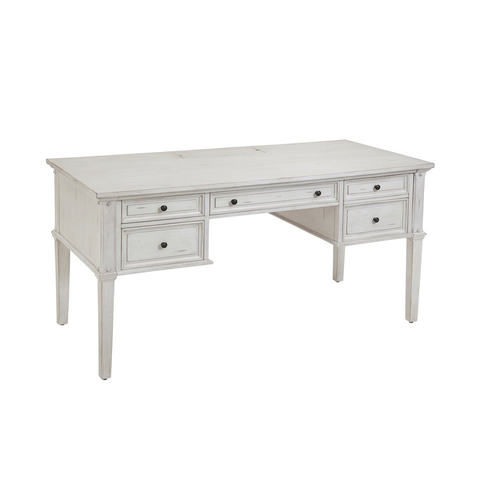 Sedona 60″ Storage Desk with Power – Cobblestone White