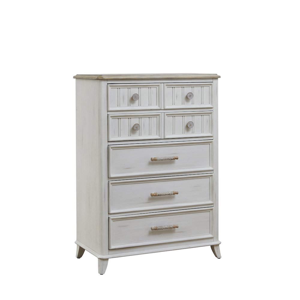Beach Comber Chest – Weathered White – Sand Top
