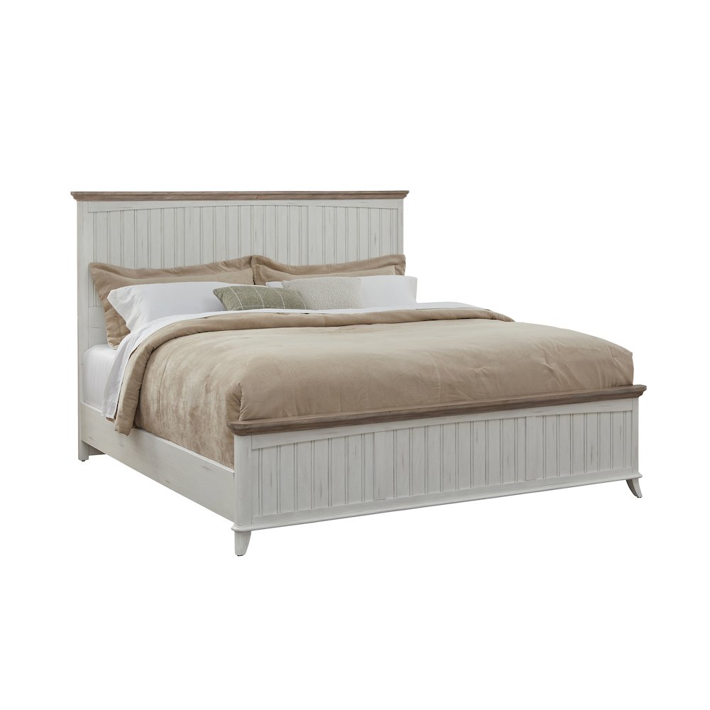 Beach Comber Full Panel Bed – Weathered White – Sand Top