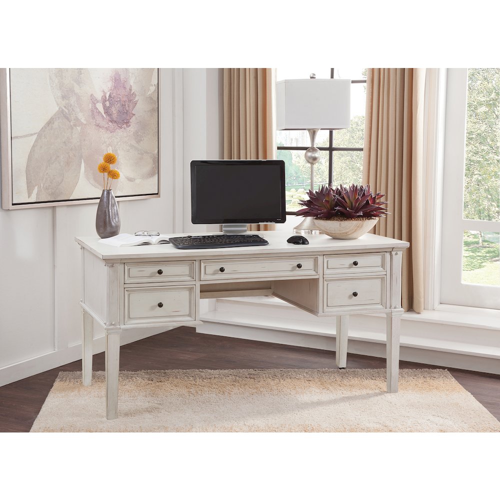 Sedona 60″ Storage Desk with Power – Cobblestone White
