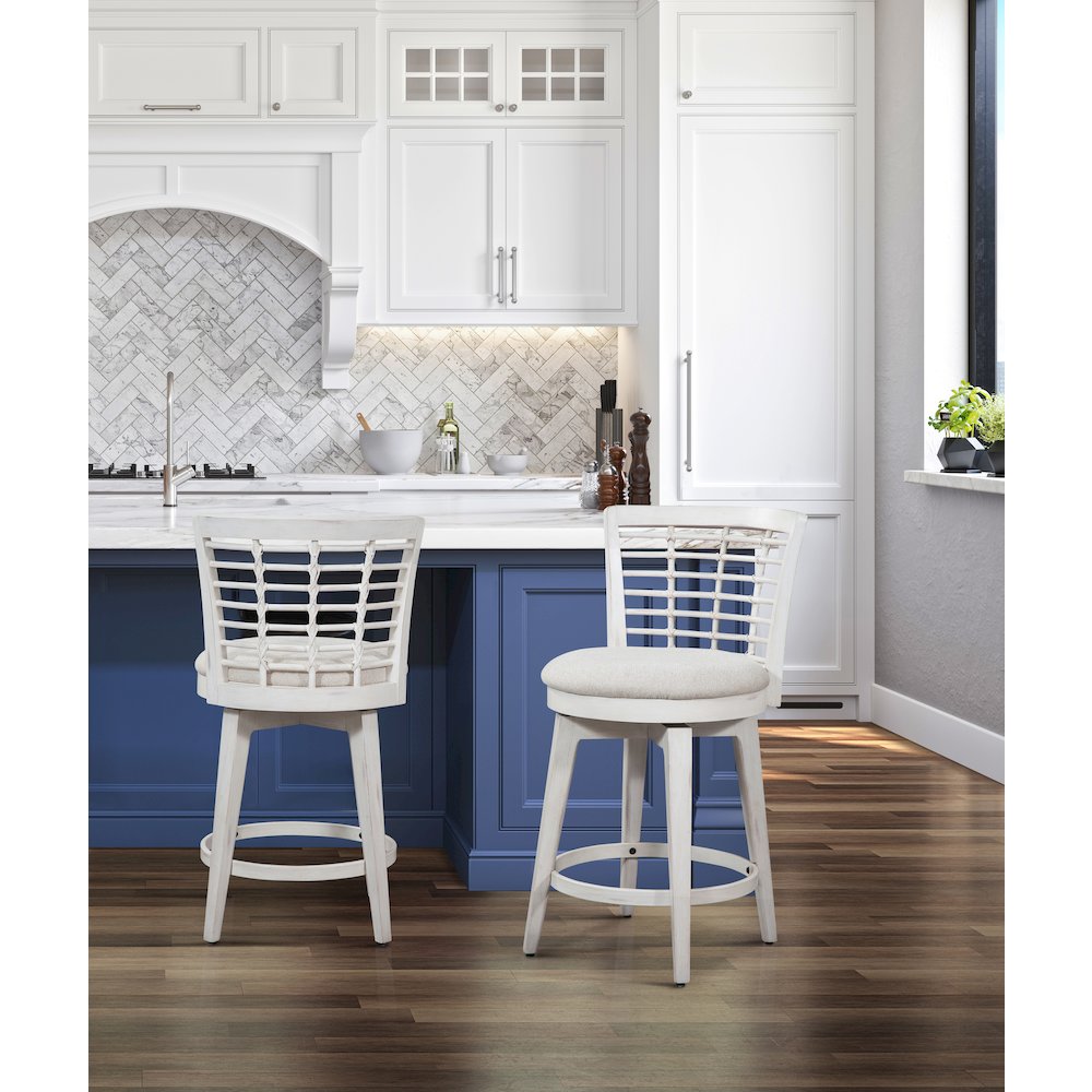 Beach Comber Counter Height Swivel Stool – Weathered White