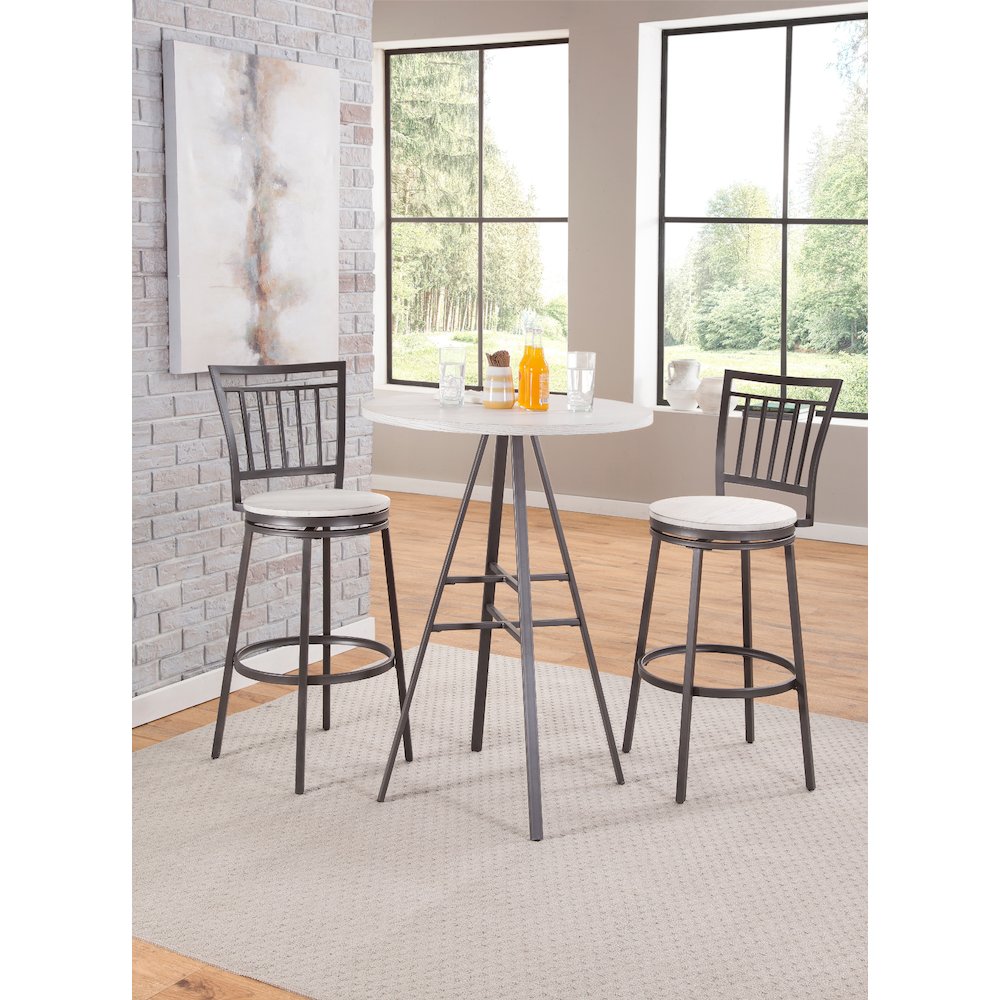 Stockton Round Pub Table – Slate Grey – White Oak Top