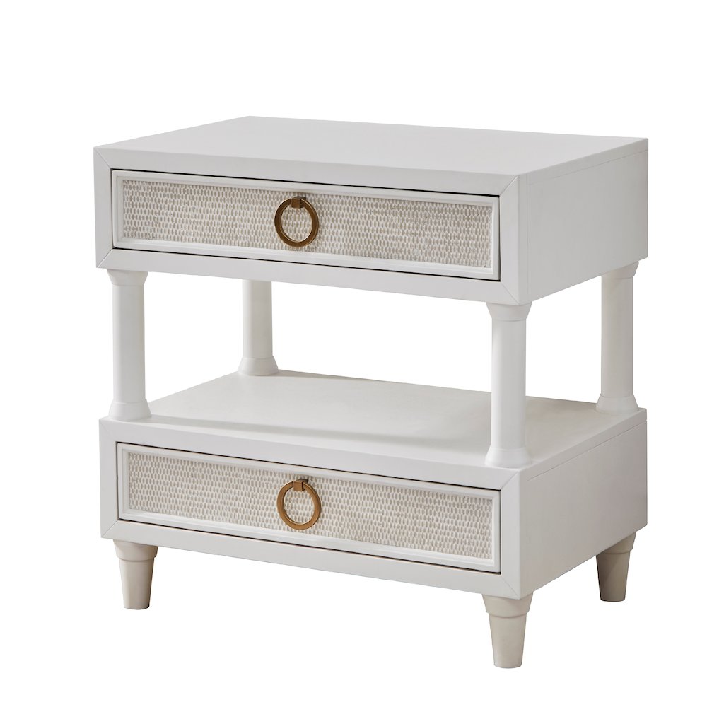 Switchgrass 2-Drawer with Open Shelf Nightstand – White