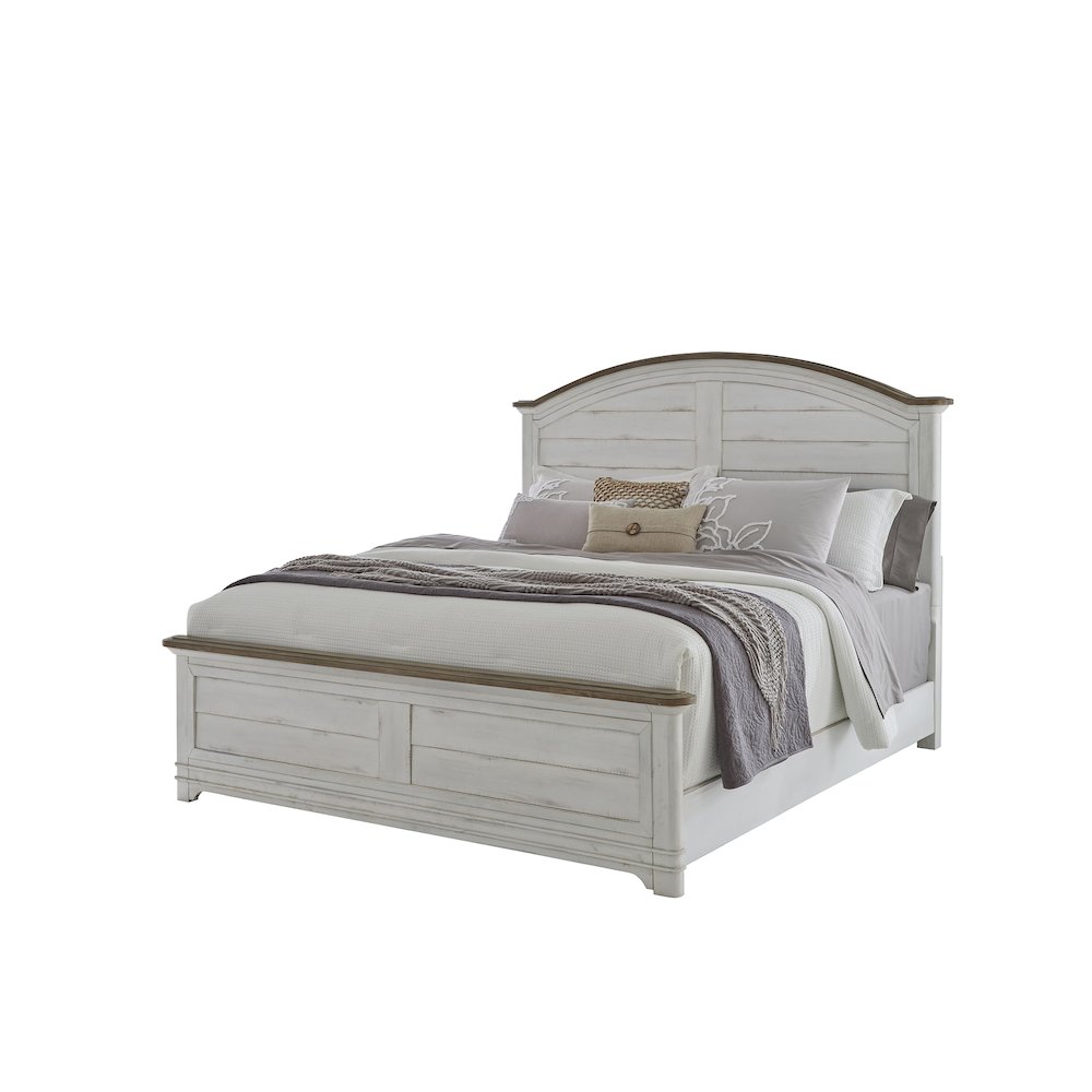 Meadowbrook Arched King Bed – Whitewash – Sand Top