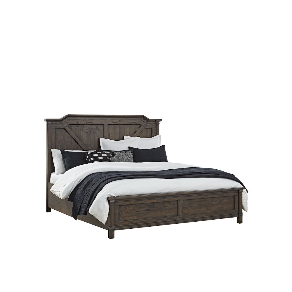 Farmwood Queen Panel Bed – with Panel Footboard – Whiskey Barrell