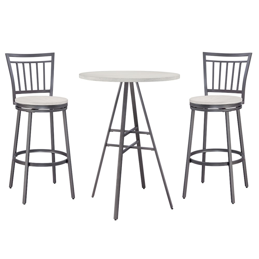 Stockton 3 Piece Pub Table Set – Slate Grey/Whitewashed