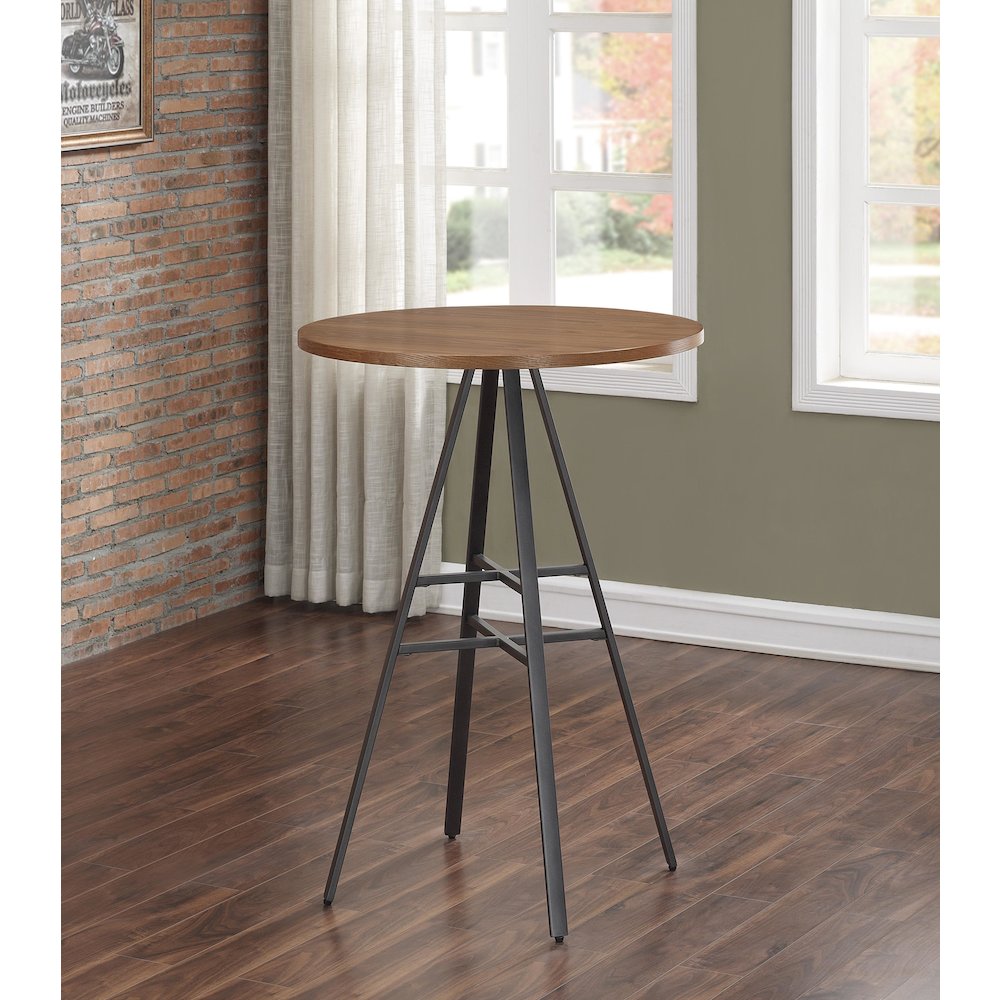 Stockton Round Pub Table – Slate Grey – Golden Oak Top