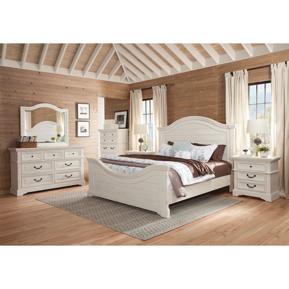 Stonebrook King Panel Bed – Distressed Antique White