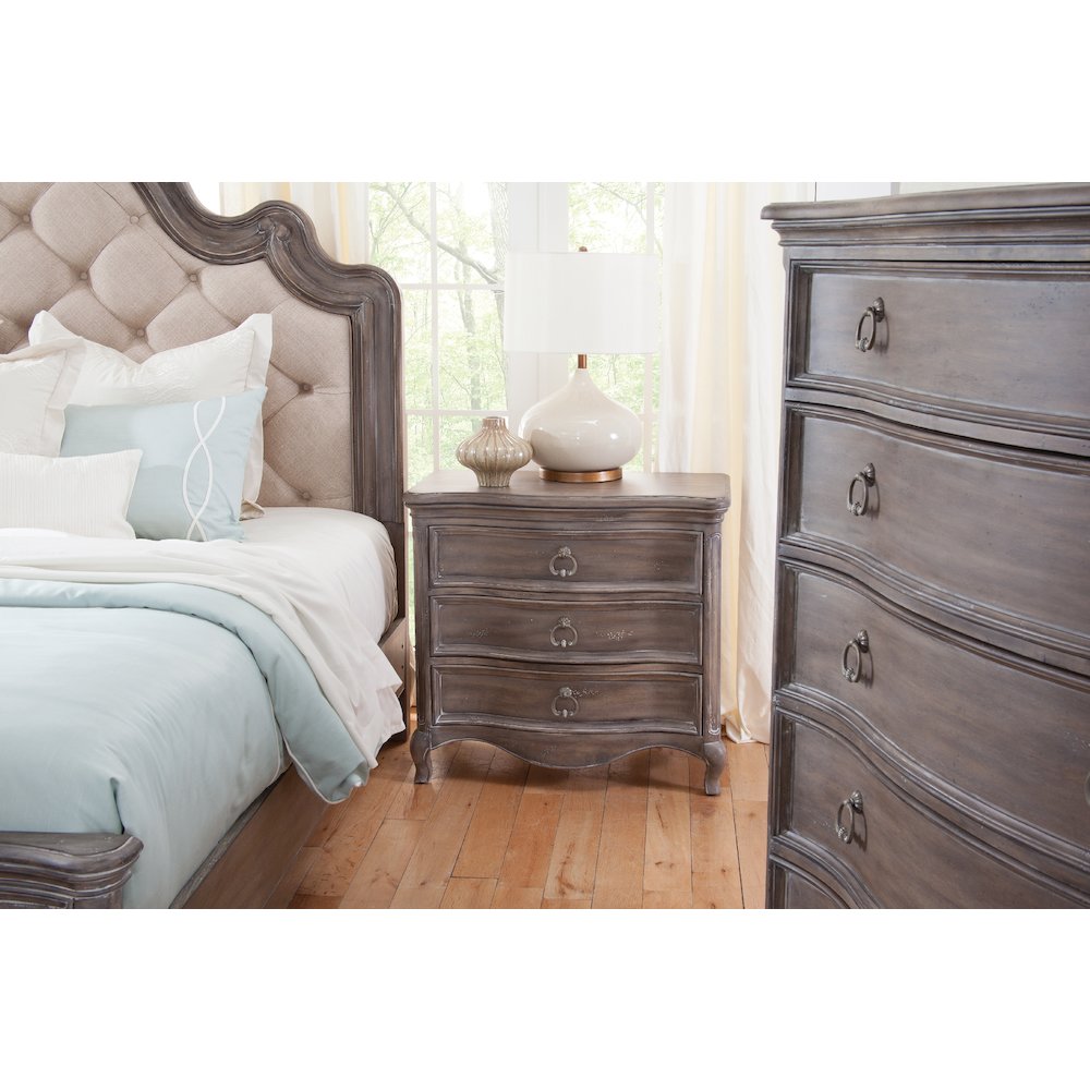 Genoa 3-Drawer Nightstand – Antique Grey