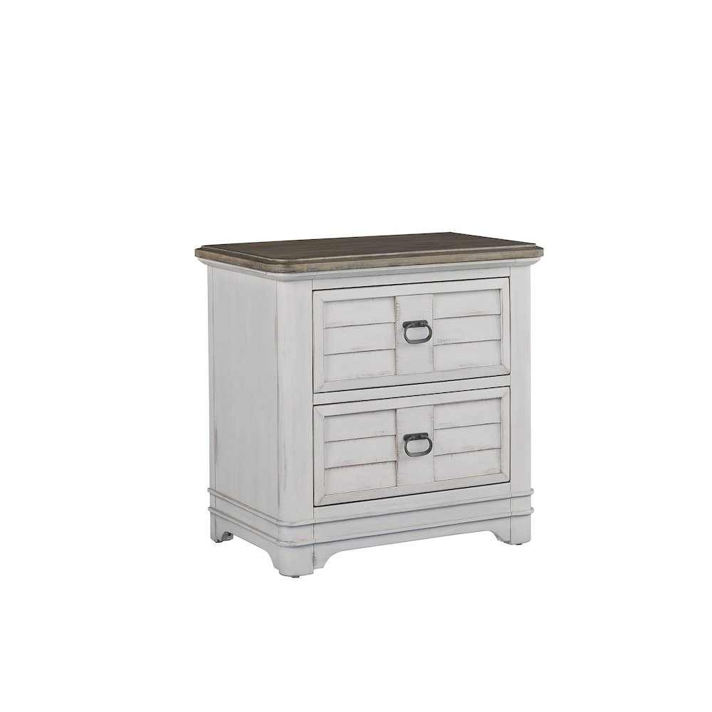 Meadowbrook 2-Drawer Nightstand – Whitewash – Sand Top