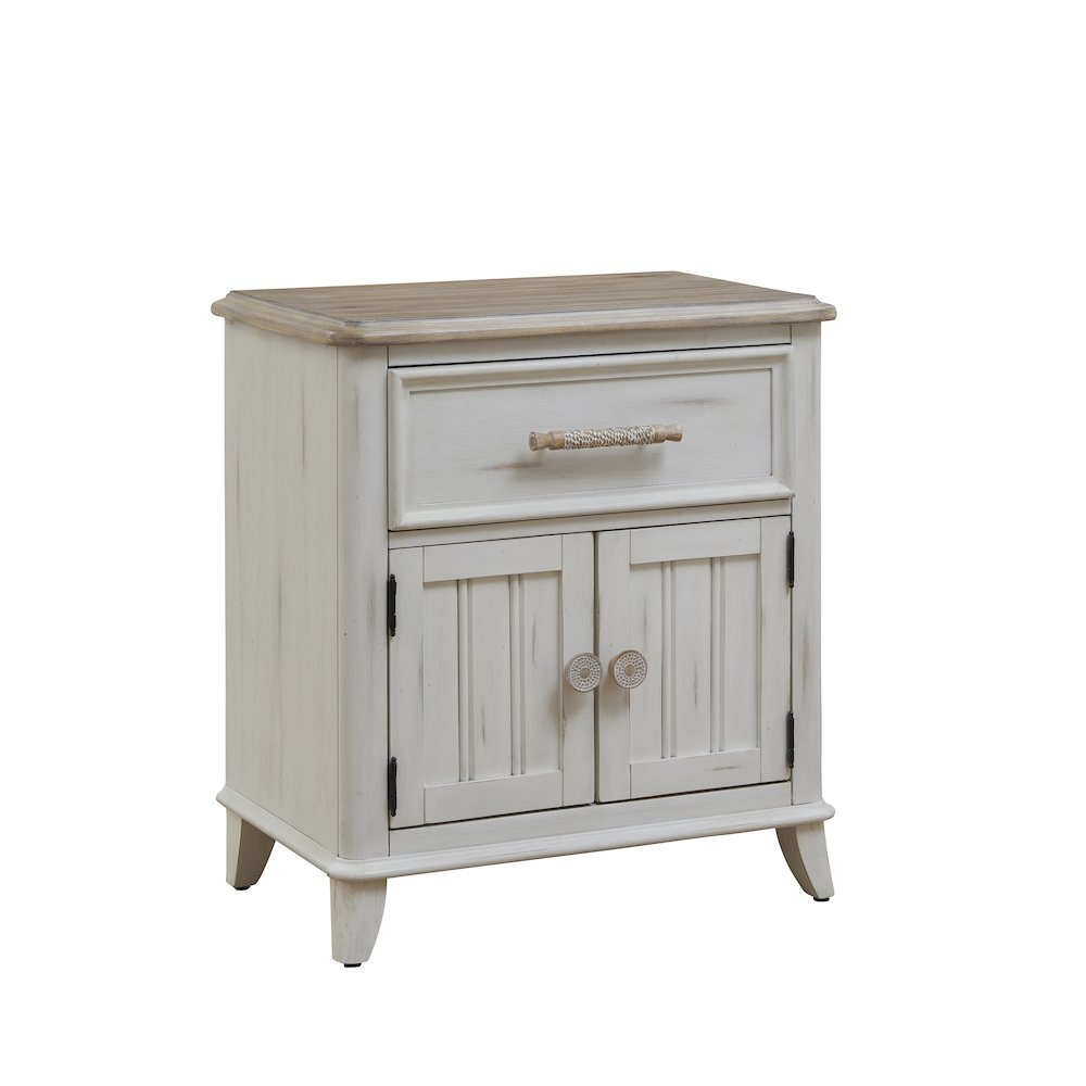 Beach Comber Nightstand – Weathered White – Sand Top