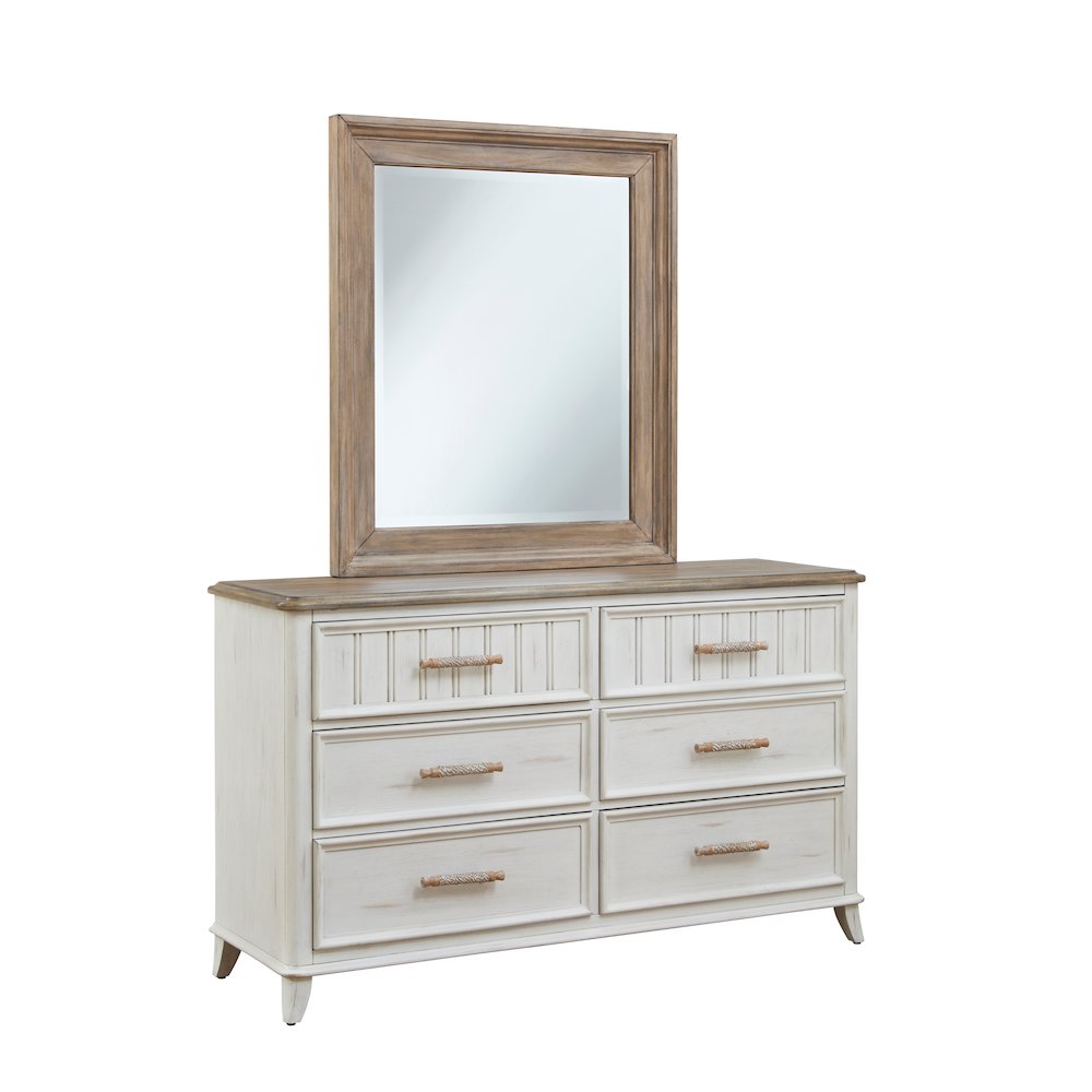 Beach Comber 3 Piece Queen Bedroom Set – Weathered White – Sand Top