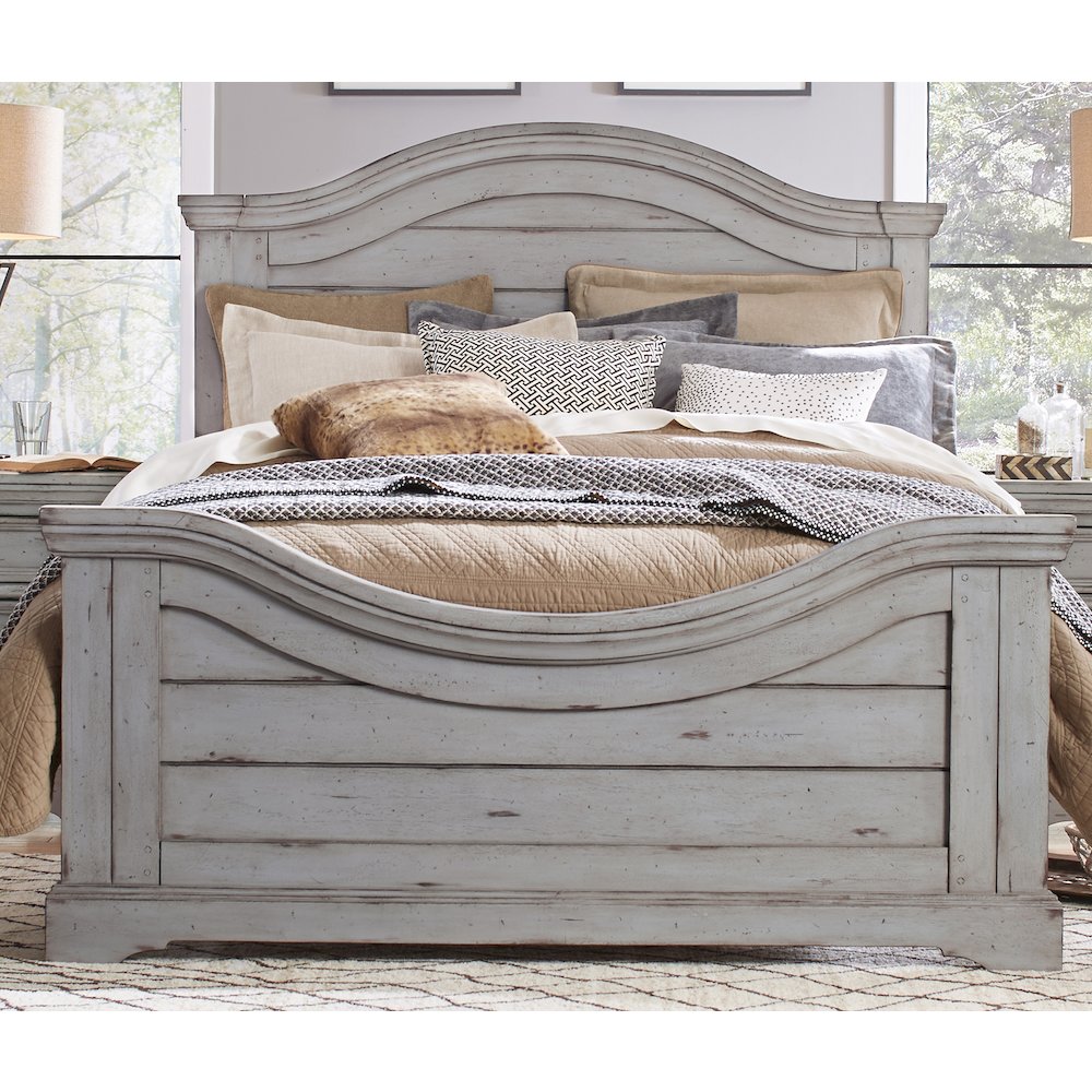Stonebrook Queen Panel Bed – Light Distressed Antique Gray