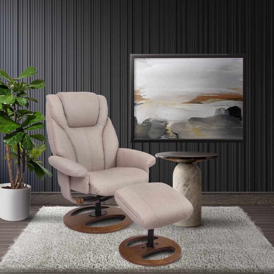 Scandinavian style recline chair & ottoman